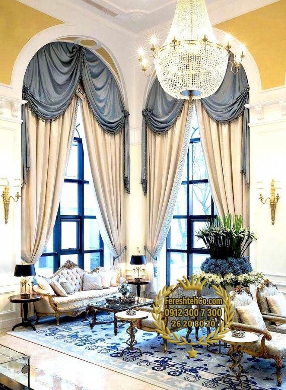 پرده برای سالن با سقف بلند