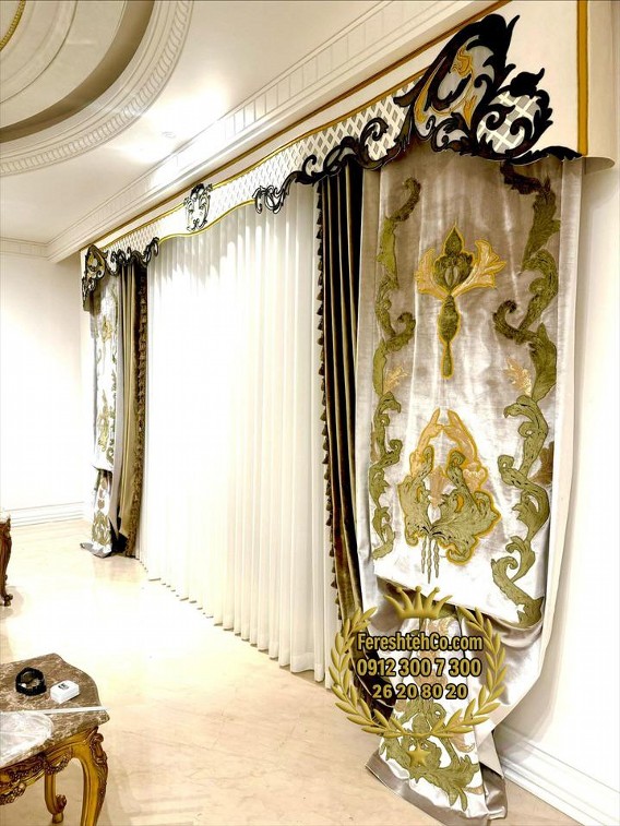 پرده کلاسیک اپلیکه دست ساز برای سالن های کلاسیک